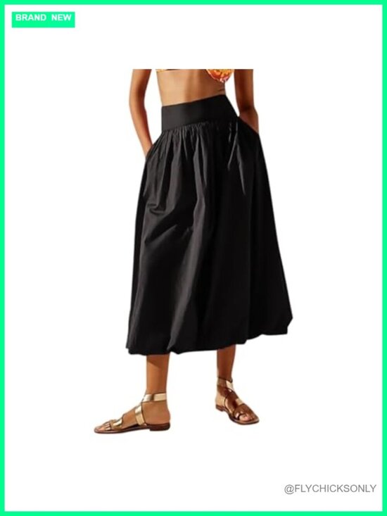 Dresses & Skirts - Y2k Bubble Maxi Skirt Summer Elastic Low Waist A Line Long Skirt Casual Ruffle